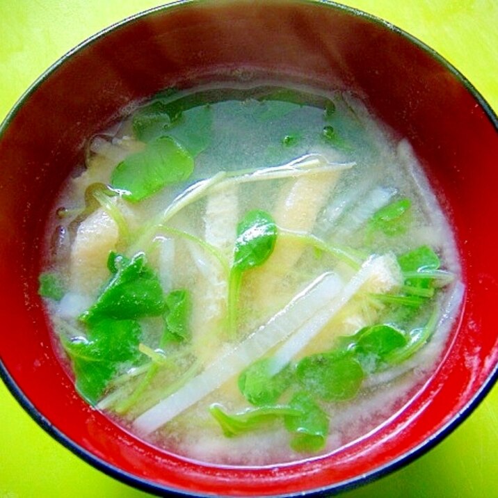 大根とつまみ菜油揚げの味噌汁